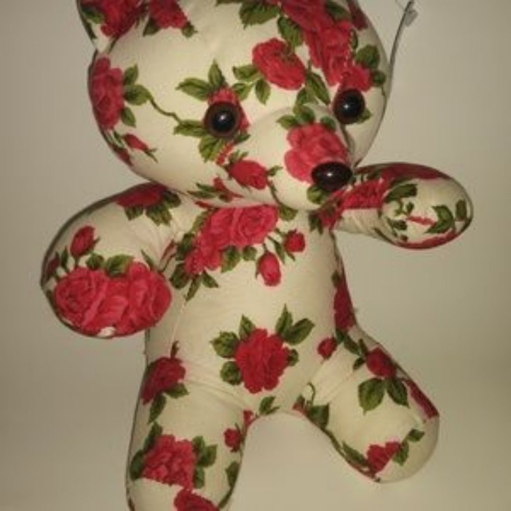 Antique ,Rose pattern stuffed bear
